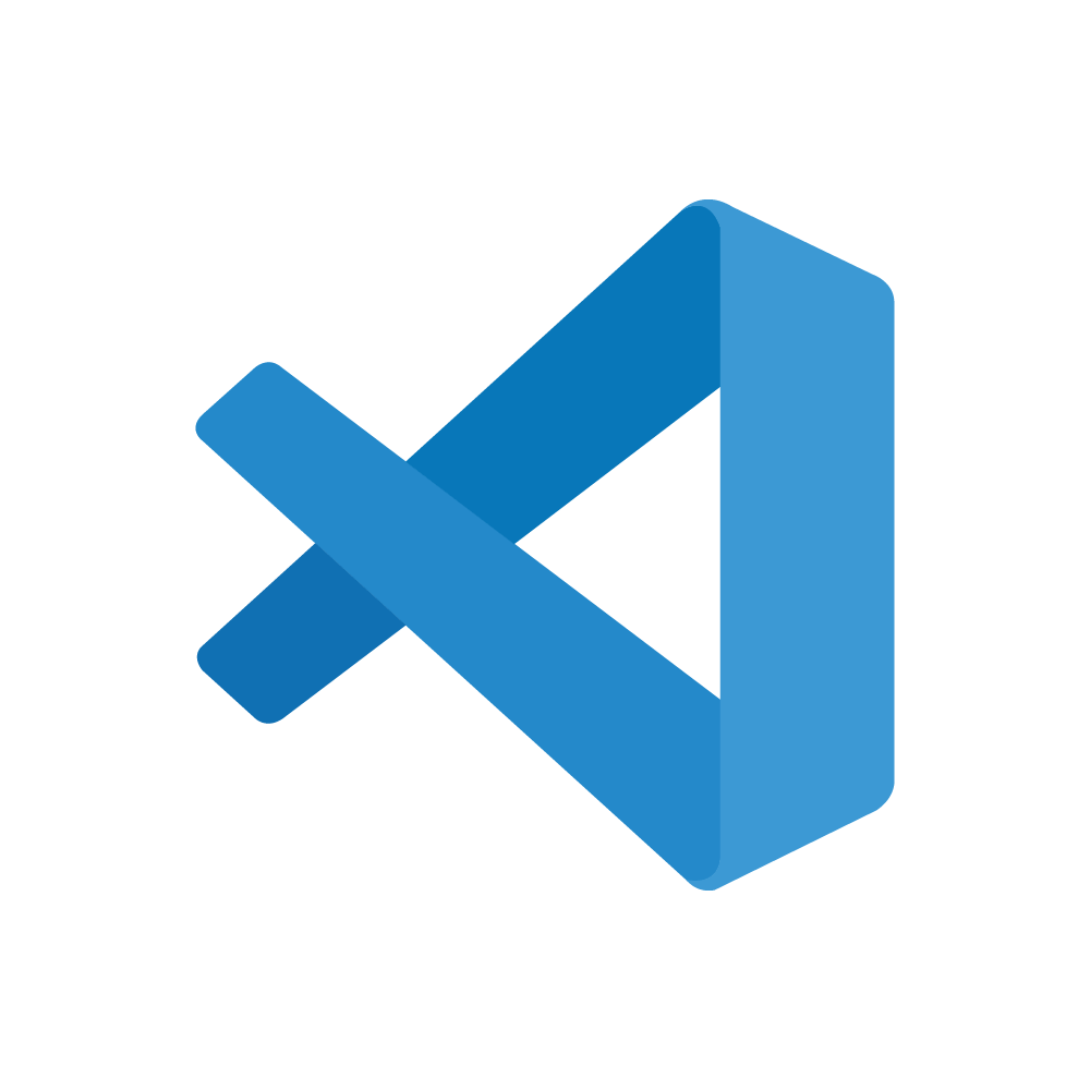 Visual Studio Code logo with interlocking blue shapes forming a stylized letter.