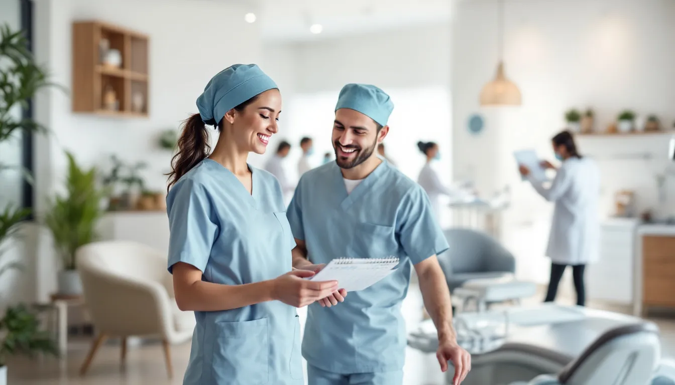 A dental office scene highlighting the importance of follow up appointments.