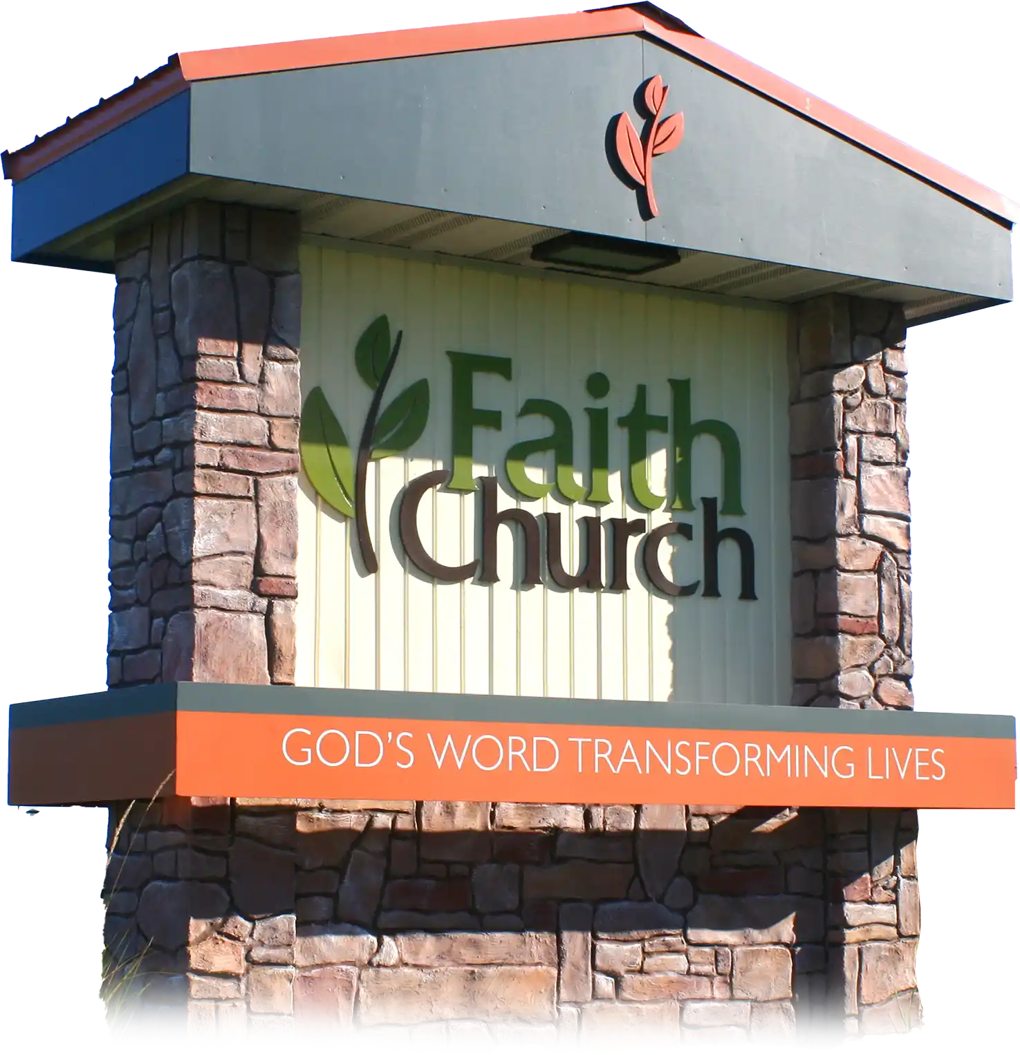 Faith Church sign with faux stone