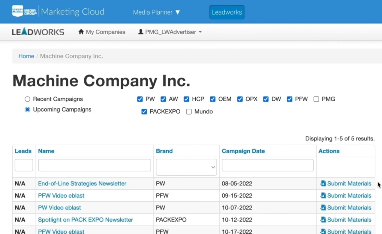 Screenshow of Leadworks software
