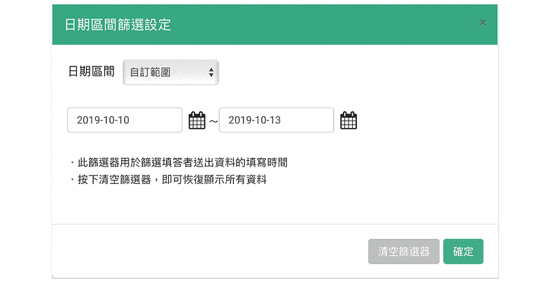 透過日期區間篩選,查看特定時間內的數據