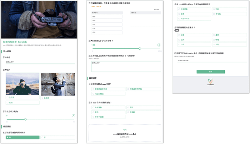 市場調查範本頁面