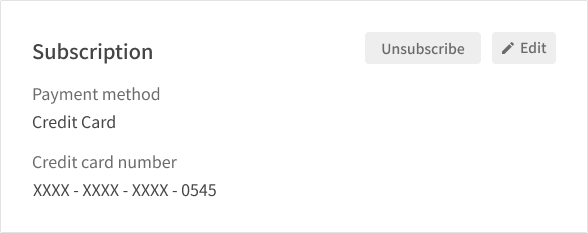 Edit button next to payment information clicked on the Subscription Plan page