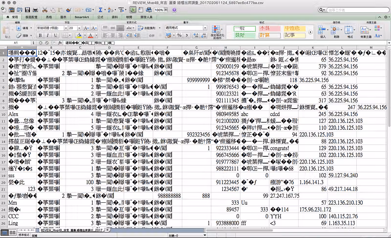 至 Excel 檢查 CSV 檔的亂碼情況