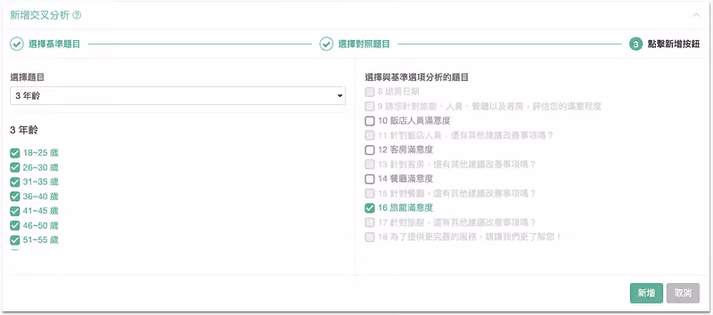 交叉分析兩個變數間的關係