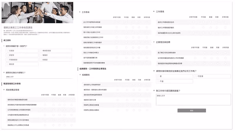 工作參與度問卷範本
