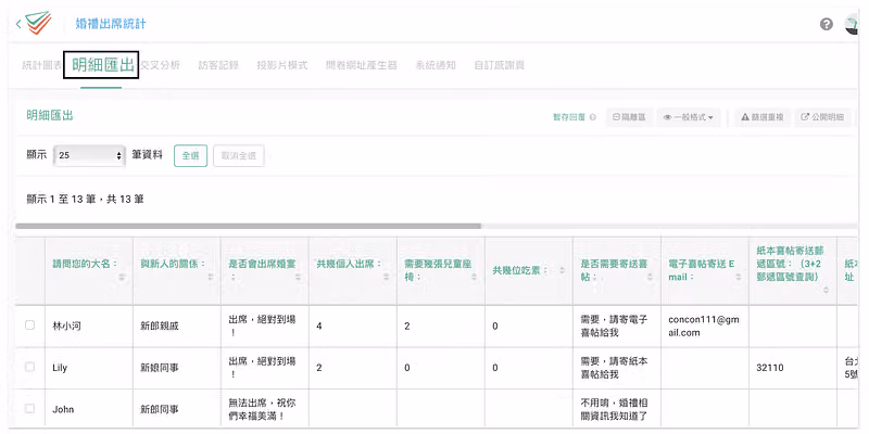 點選明細匯出