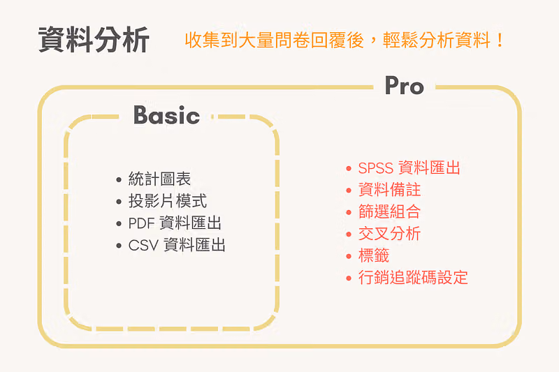 標準版和專業版的資料分析比較