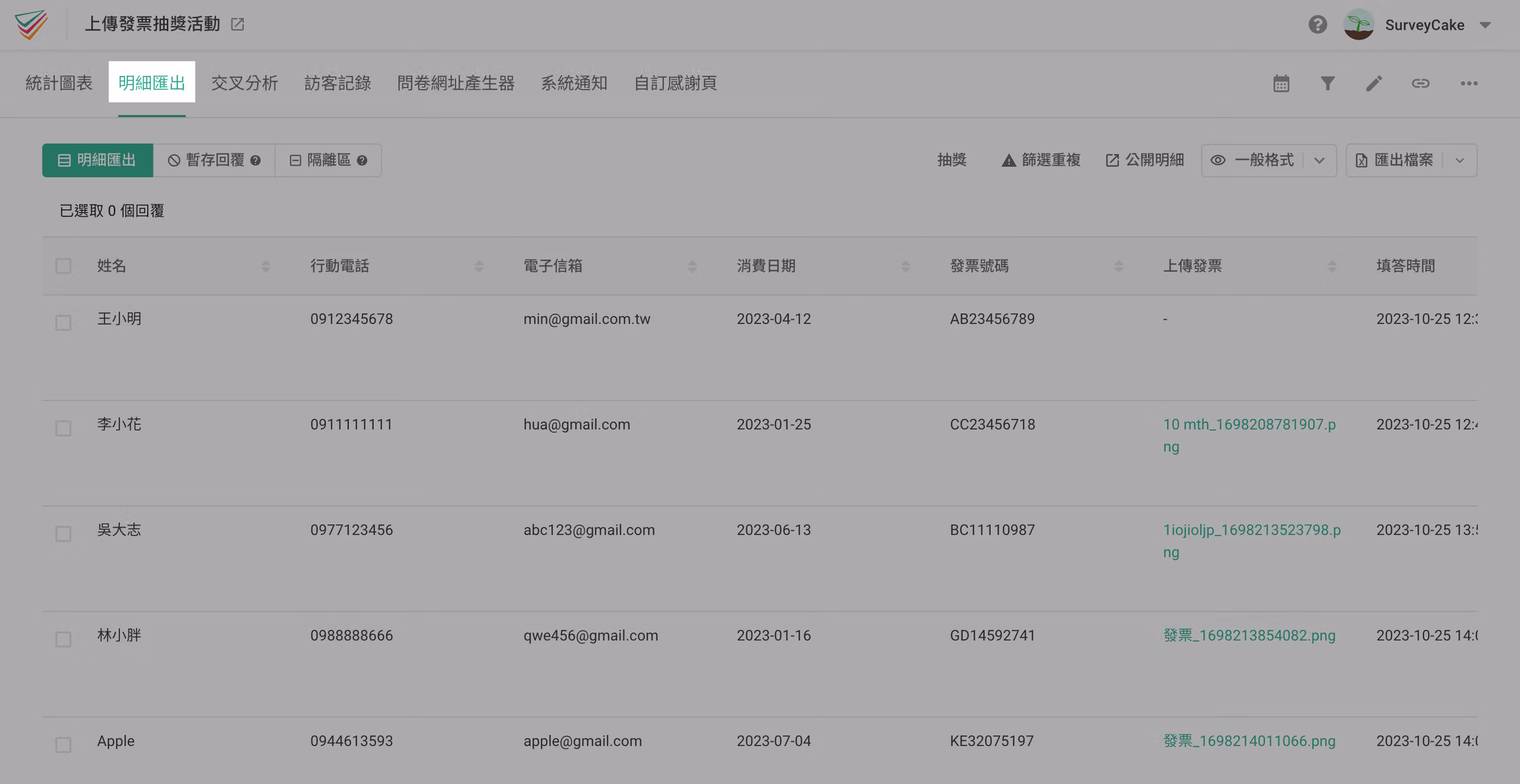 進入到明細匯出