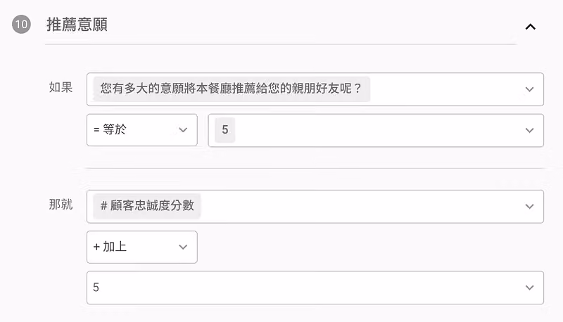 忠誠度分數設定