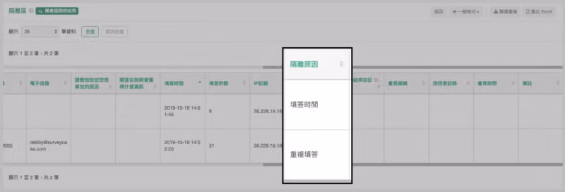 填答隔離區的隔離原因