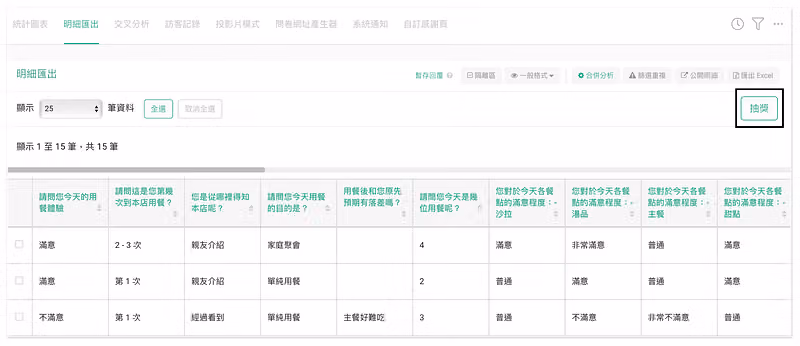 在明細匯出抽獎
