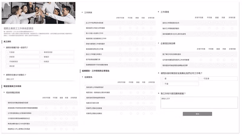 工作參與度調查問卷範本