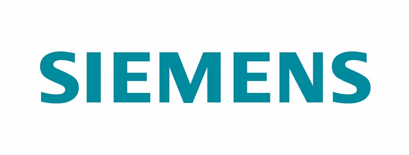 西門子企業標誌,白底上以藍綠色大寫字母排出 SIEMENS