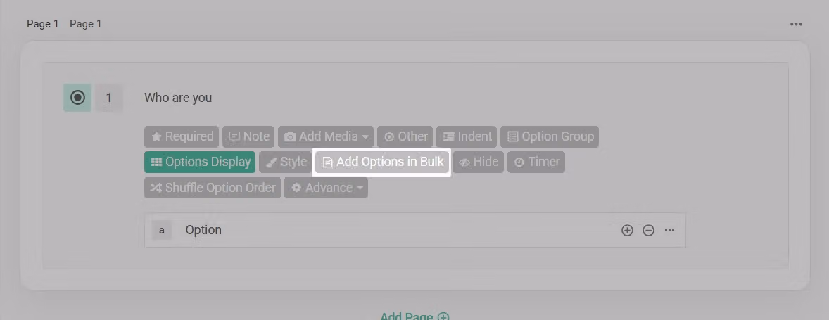 Add Options in Bulk textbox where multiple option names are typed with line breaks to separate them