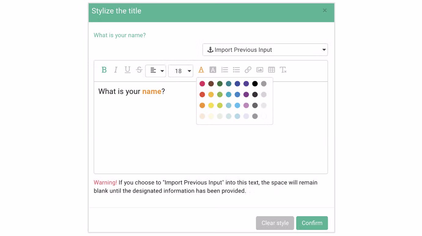 Example question image styled using the Style feature
