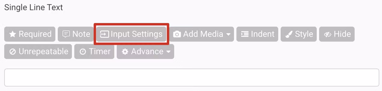 Single Line Text question displaying a warning reminder that blocks submission of invalid data