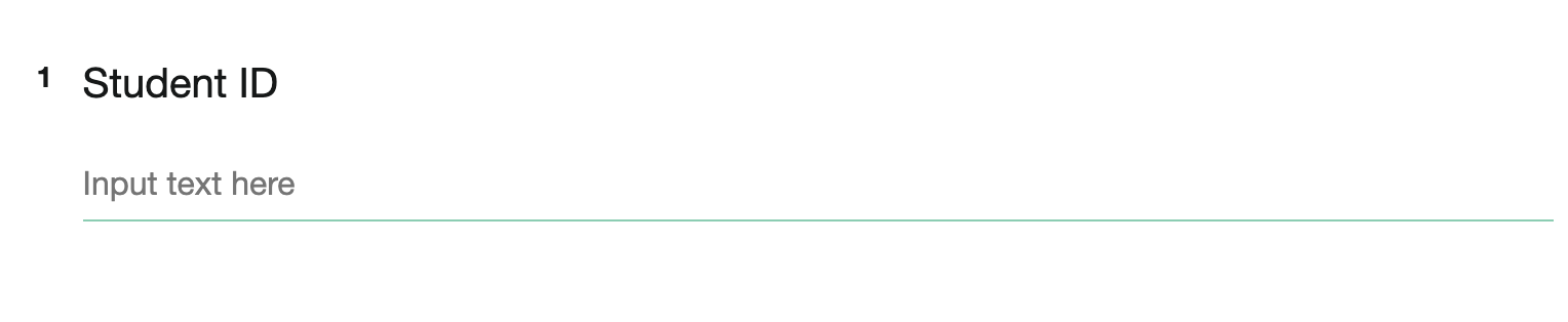 Single Line Text question showing the default 'Input text here' placeholder text
