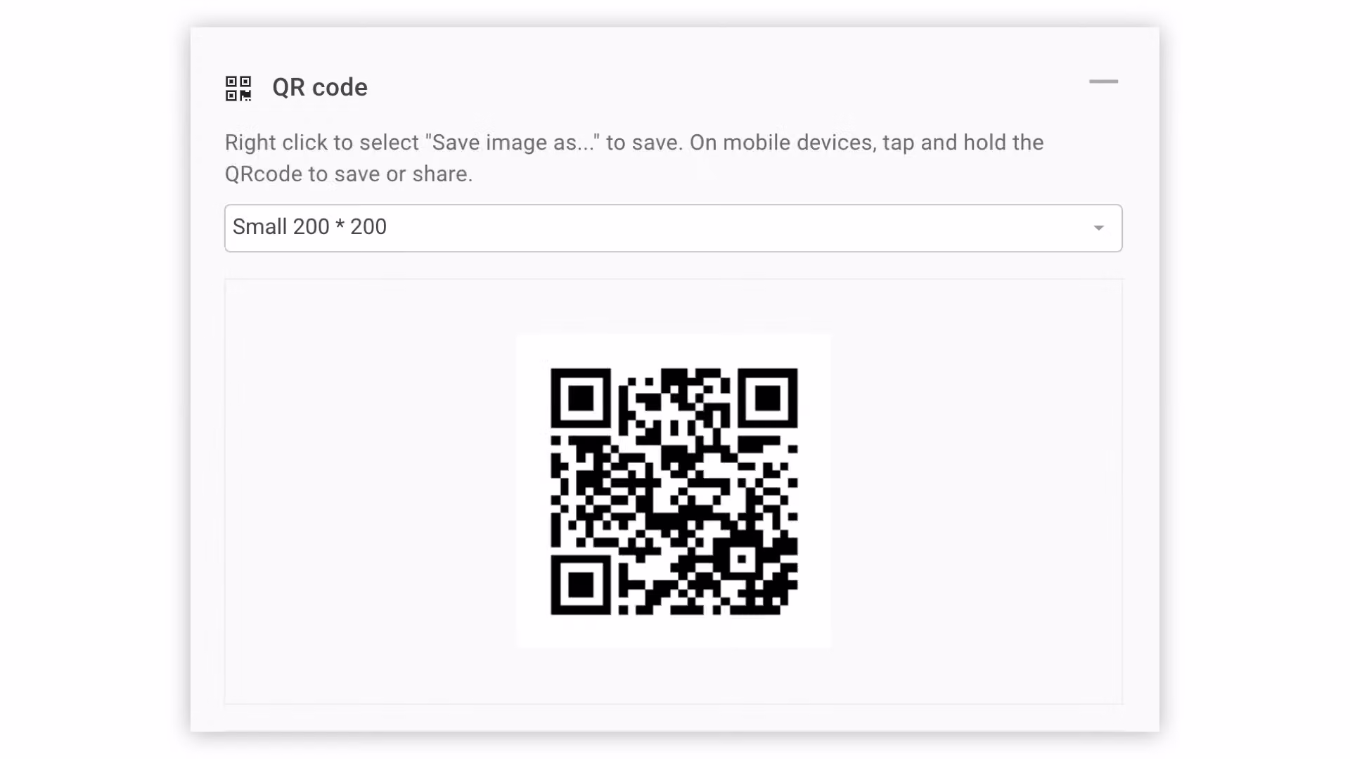 Share Survey panel showing the QR code option for collecting responses at events