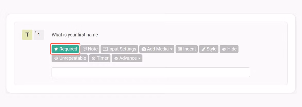 Question editor with Required selected to make a question mandatory