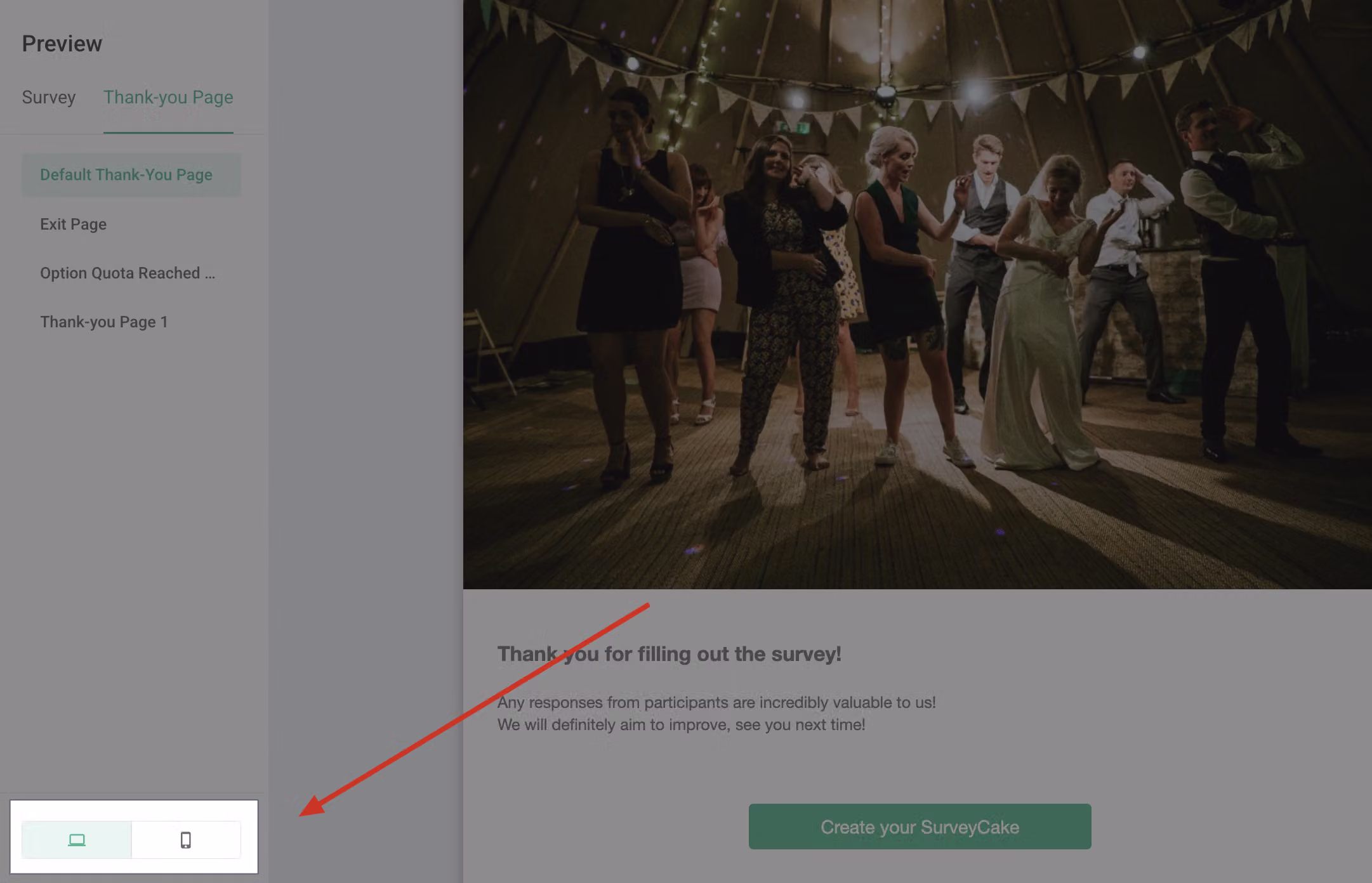 Preview interface Device Switch options for toggling between Desktop and Mobile versions