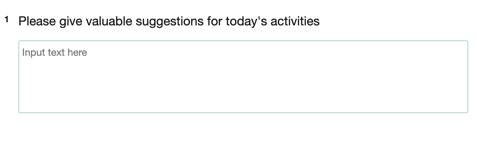 Paragraph question showing the default placeholder prompt Please enter text before it is answered