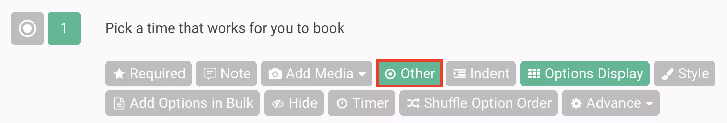 Settings screen for enabling the Other option in a Multiple Choice or Checkboxes question so respondents can write their own answer
