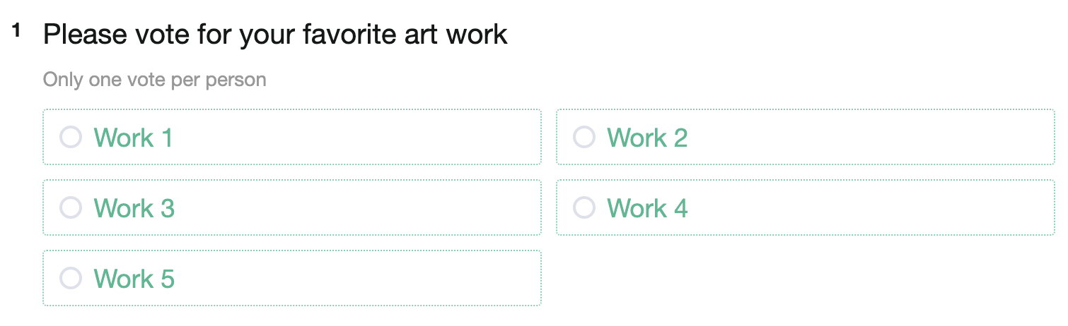 Multiple Choice question editor in default list style, showing several options for the respondent to pick one