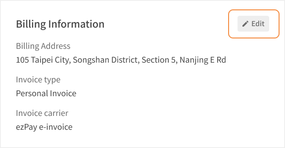 Account Settings page for changing the invoice type to ensure future e-invoices are issued correctly