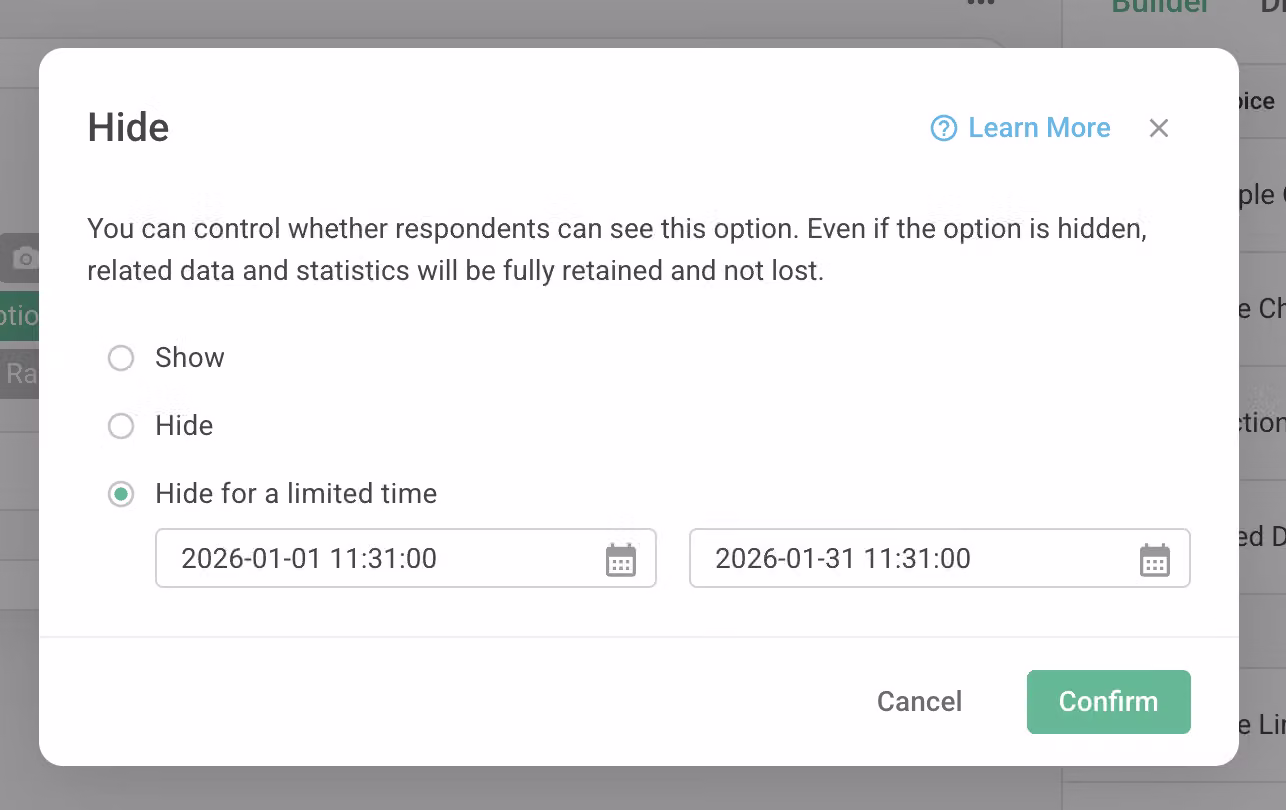 Backend chart report still retaining the hidden option's data after it has been hidden