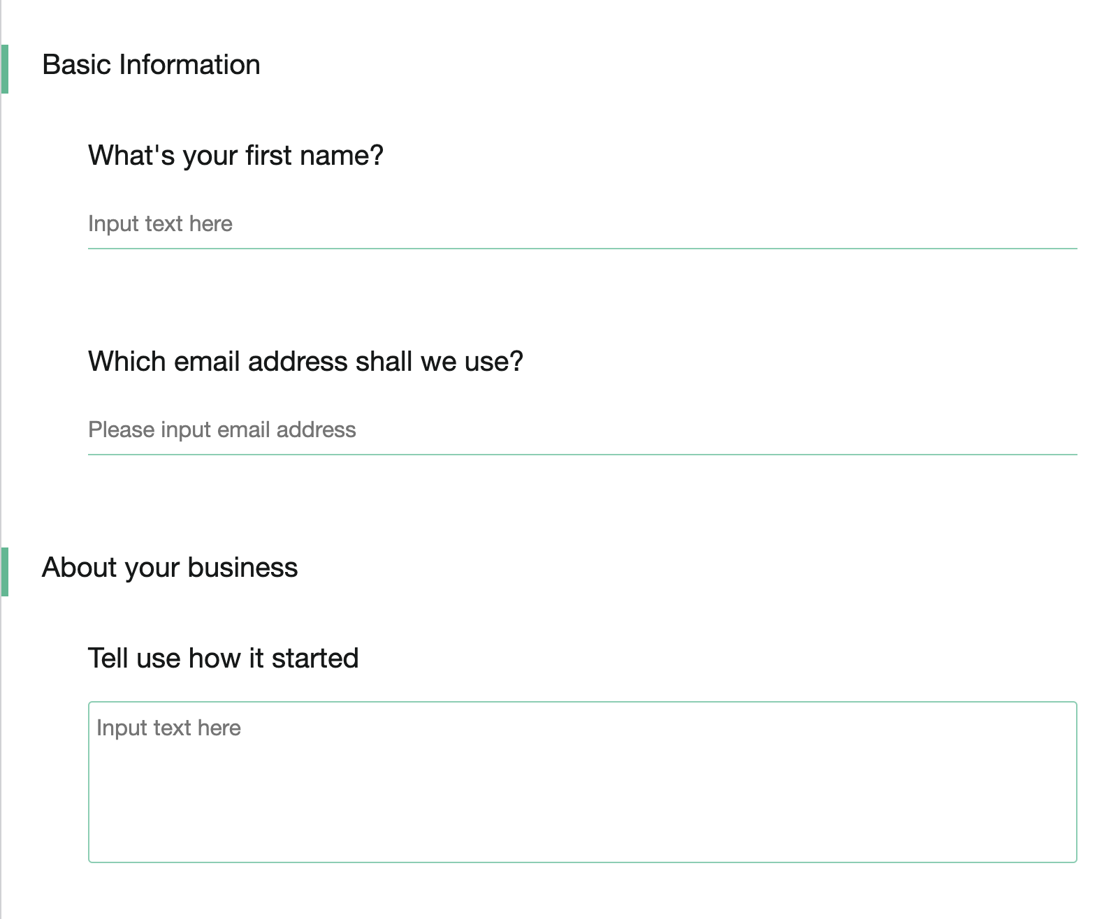 Section Title settings panel with Note, Add Media, and Style options for customizing the section