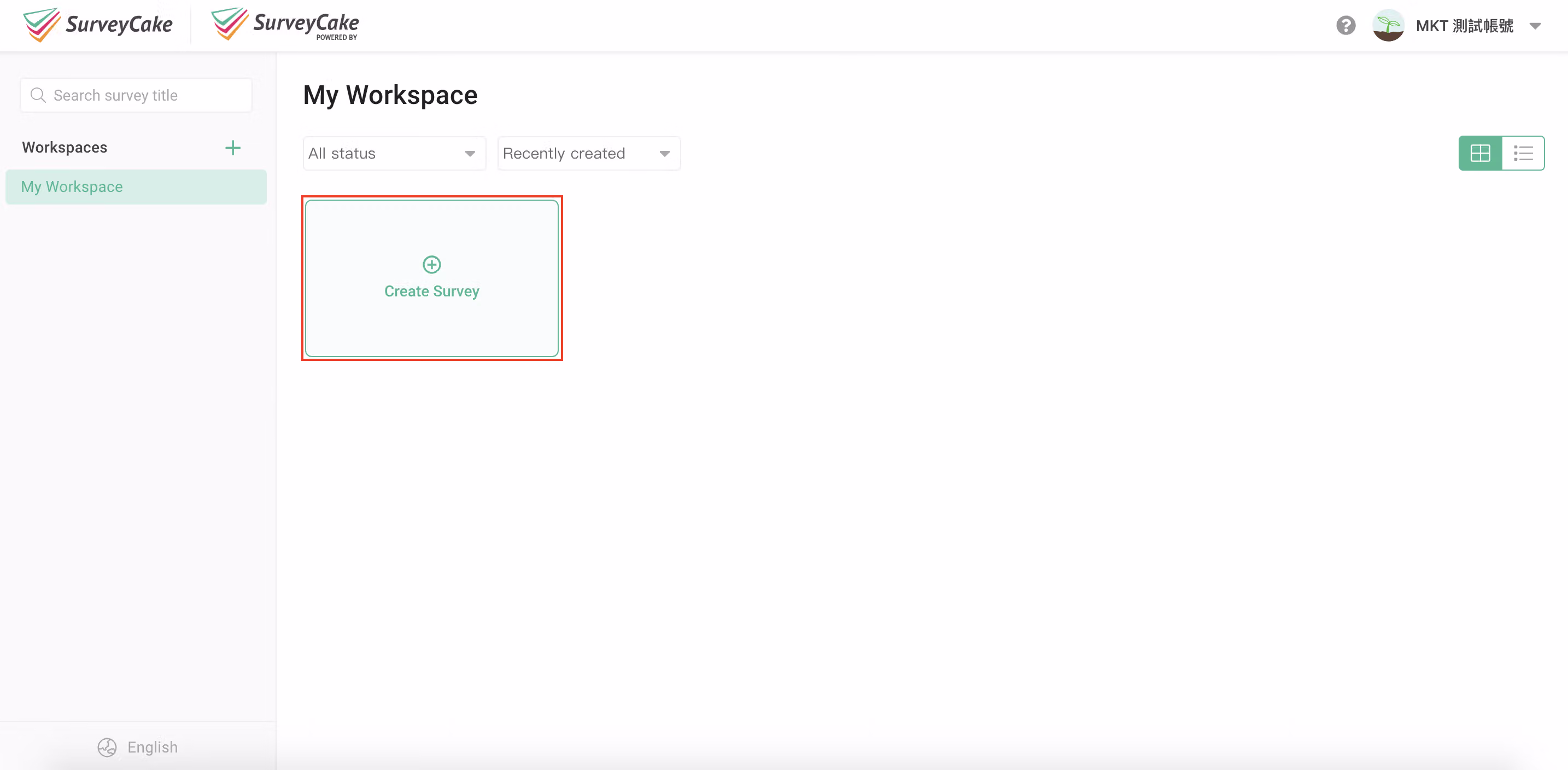 Create New Survey menu with the Import Survey option being selected