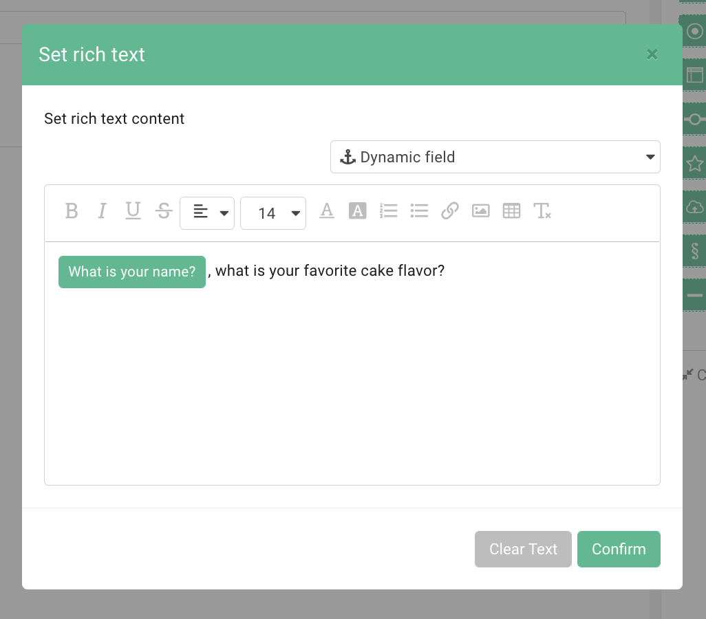 Question Style panel with the Insert Dynamic Fields button in the top right corner