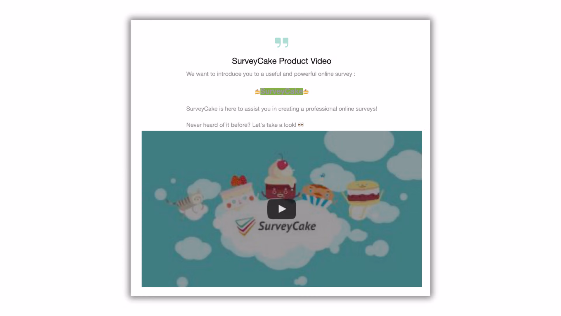 Rich Text question combined with Add Media used to build a product introduction page in the survey