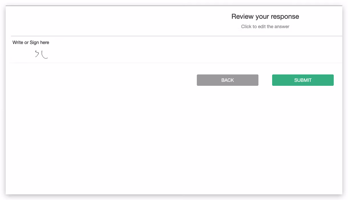 Submission preview pop-up window displaying the respondent's handwriting content for final confirmation