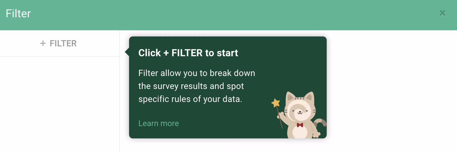 Filter combination settings window that appears after clicking the funnel icon