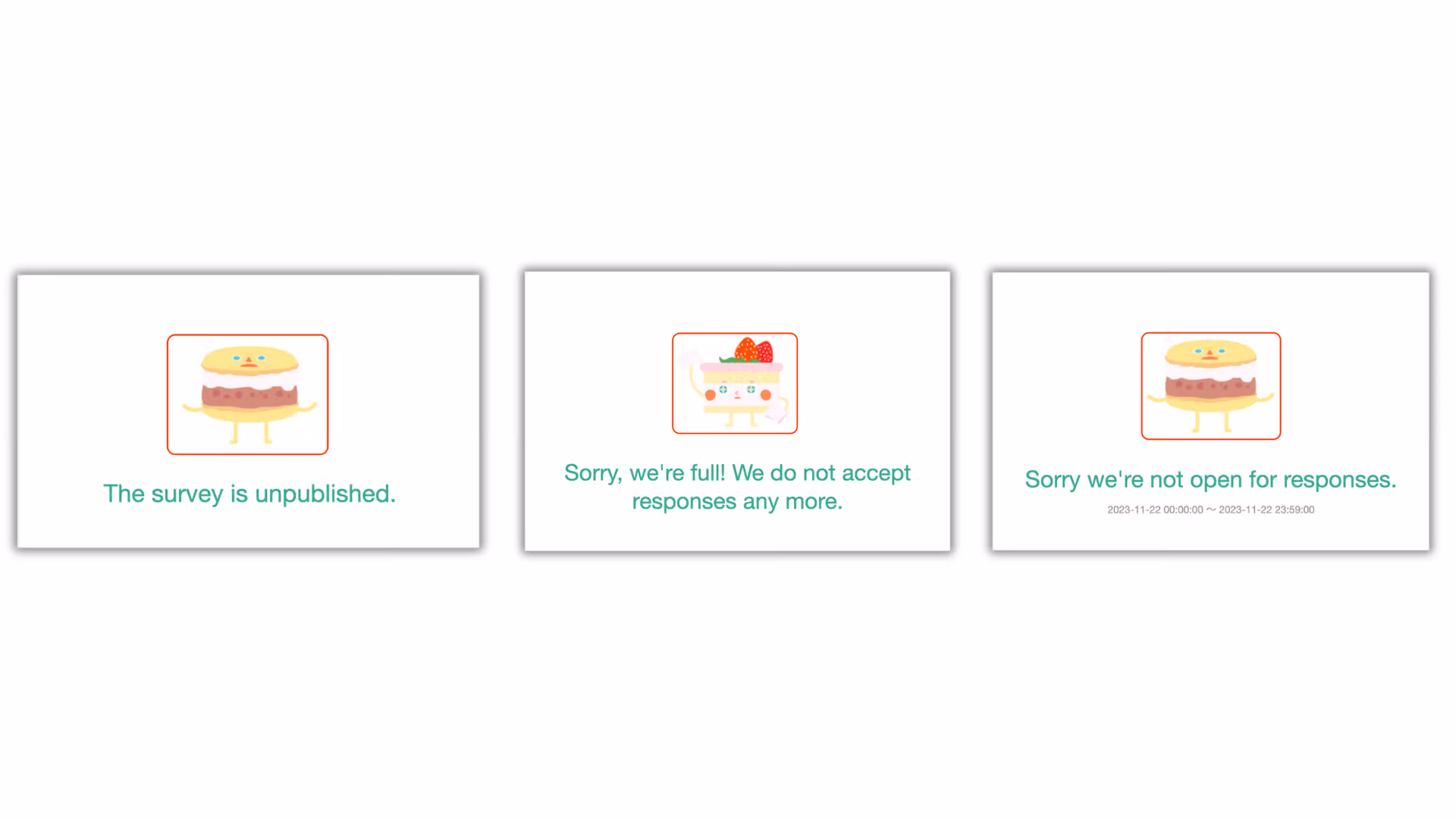 Custom closed message text input field shown after setting the survey status to closed
