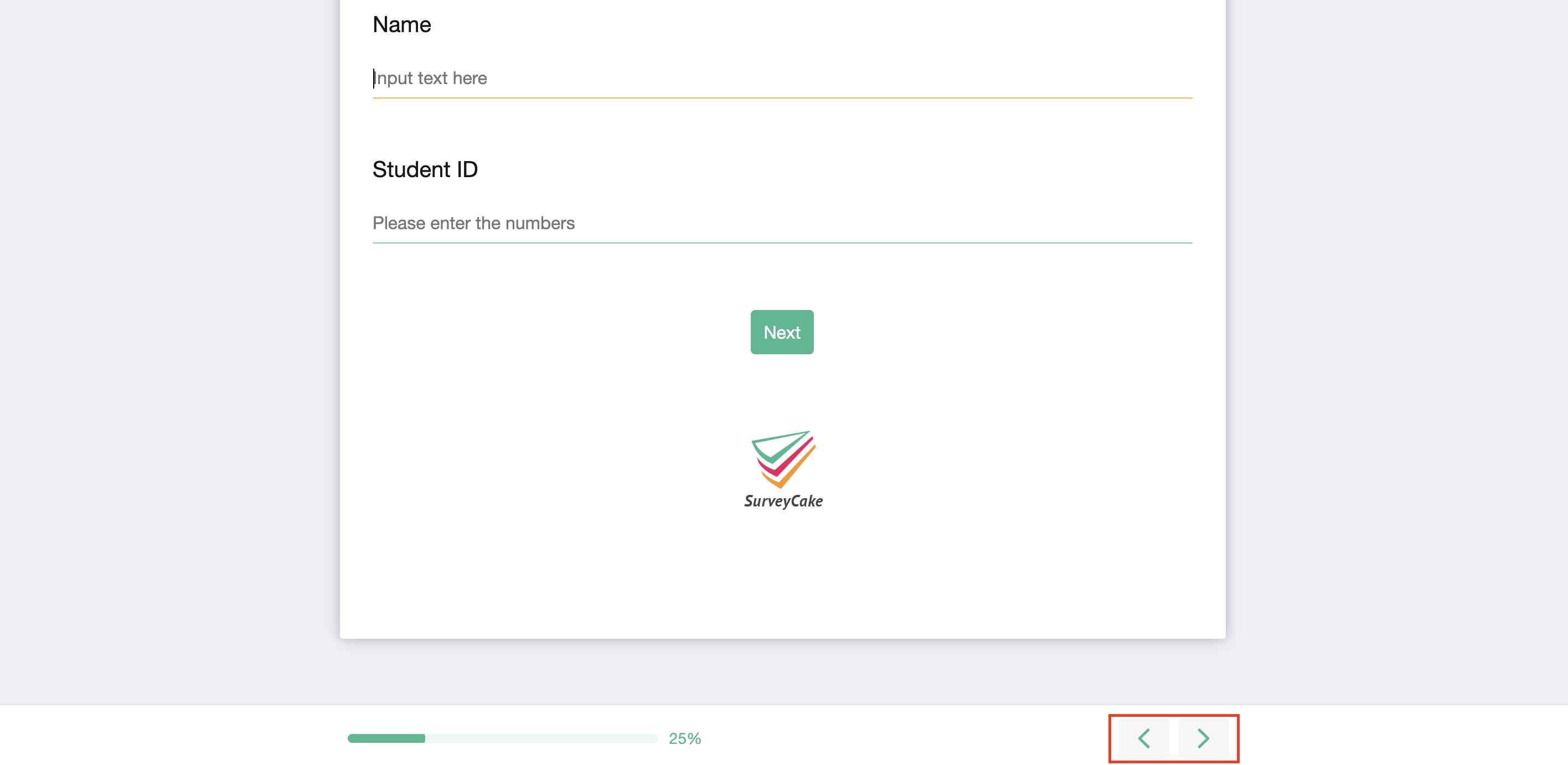 Survey pagination settings toggling the default Back Button from ON to OFF