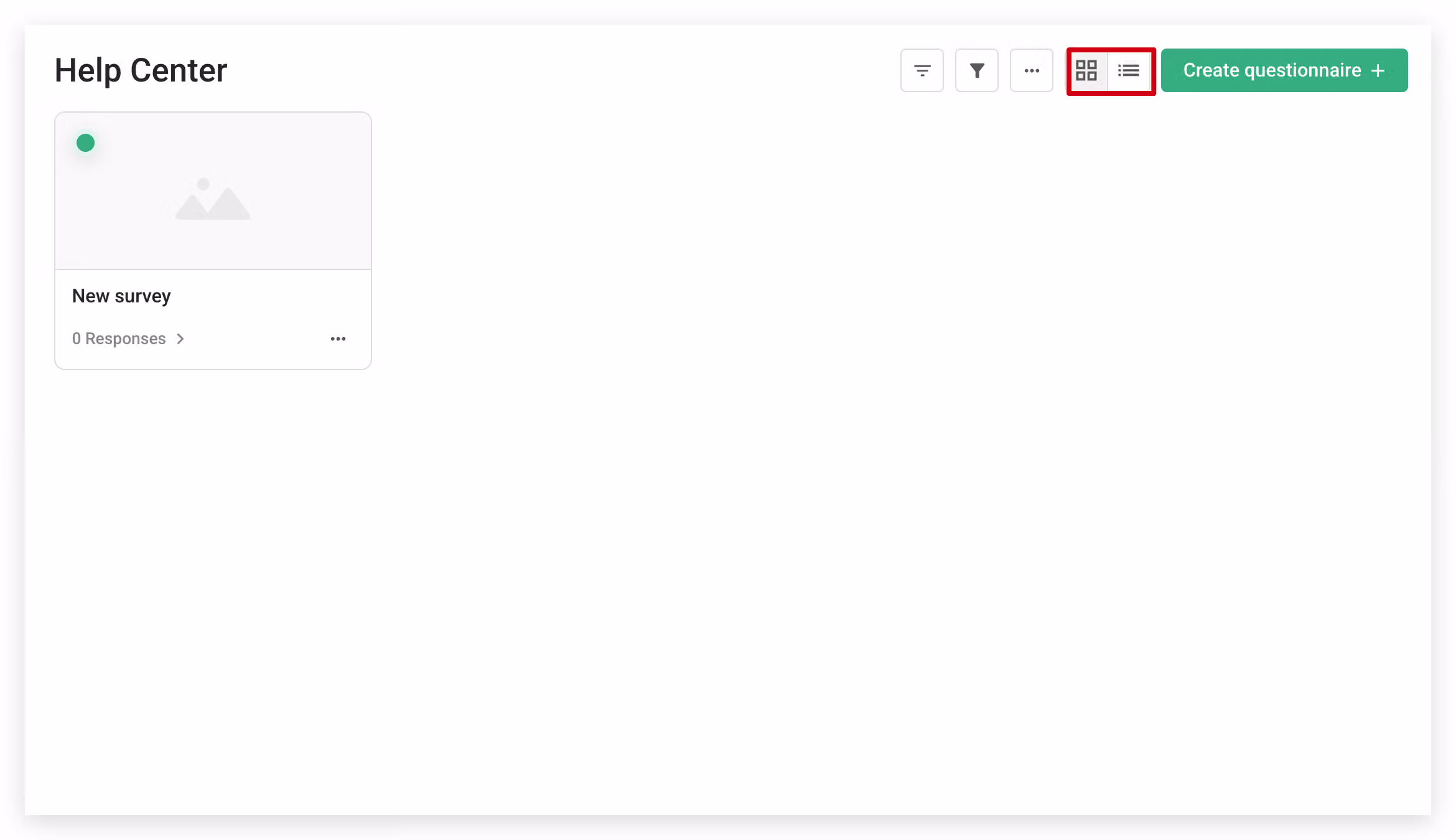 Grid icon in the top-right corner used to toggle between Card View and List View