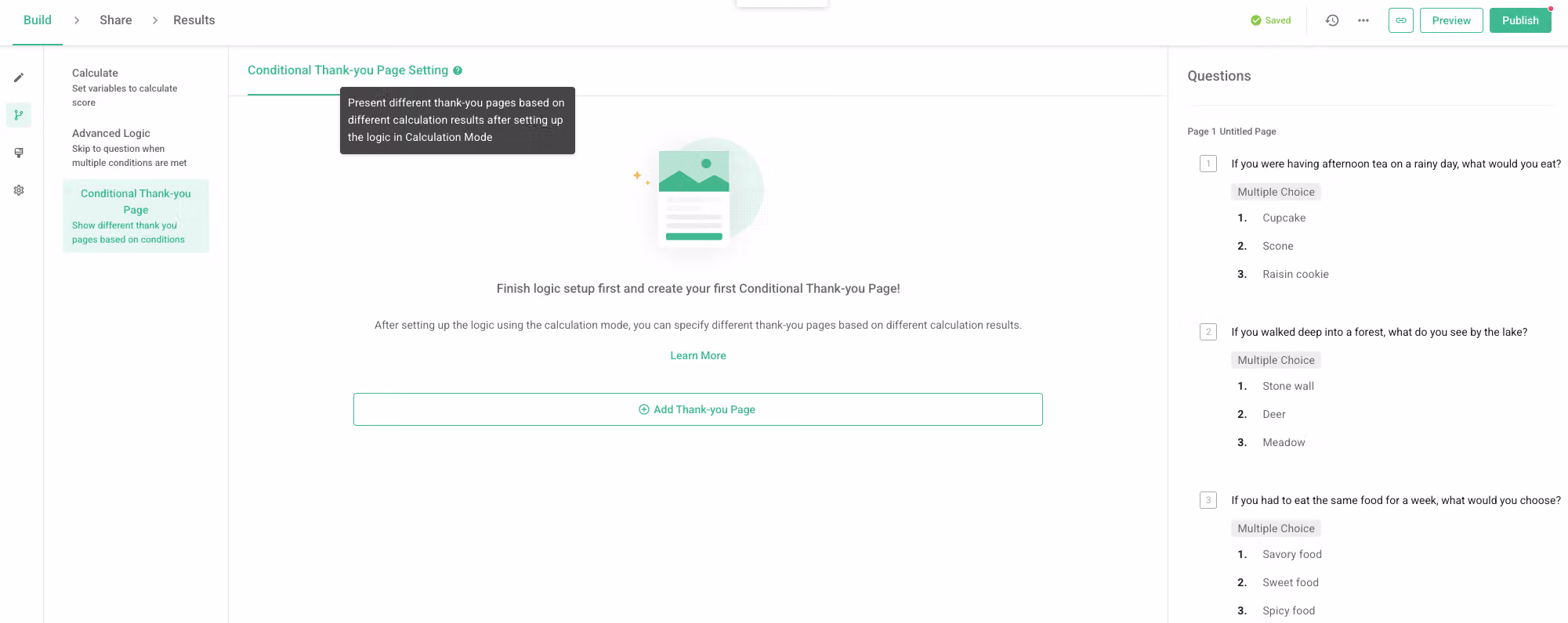 Settings for customizing the thank-you page text, image, and redirect button link