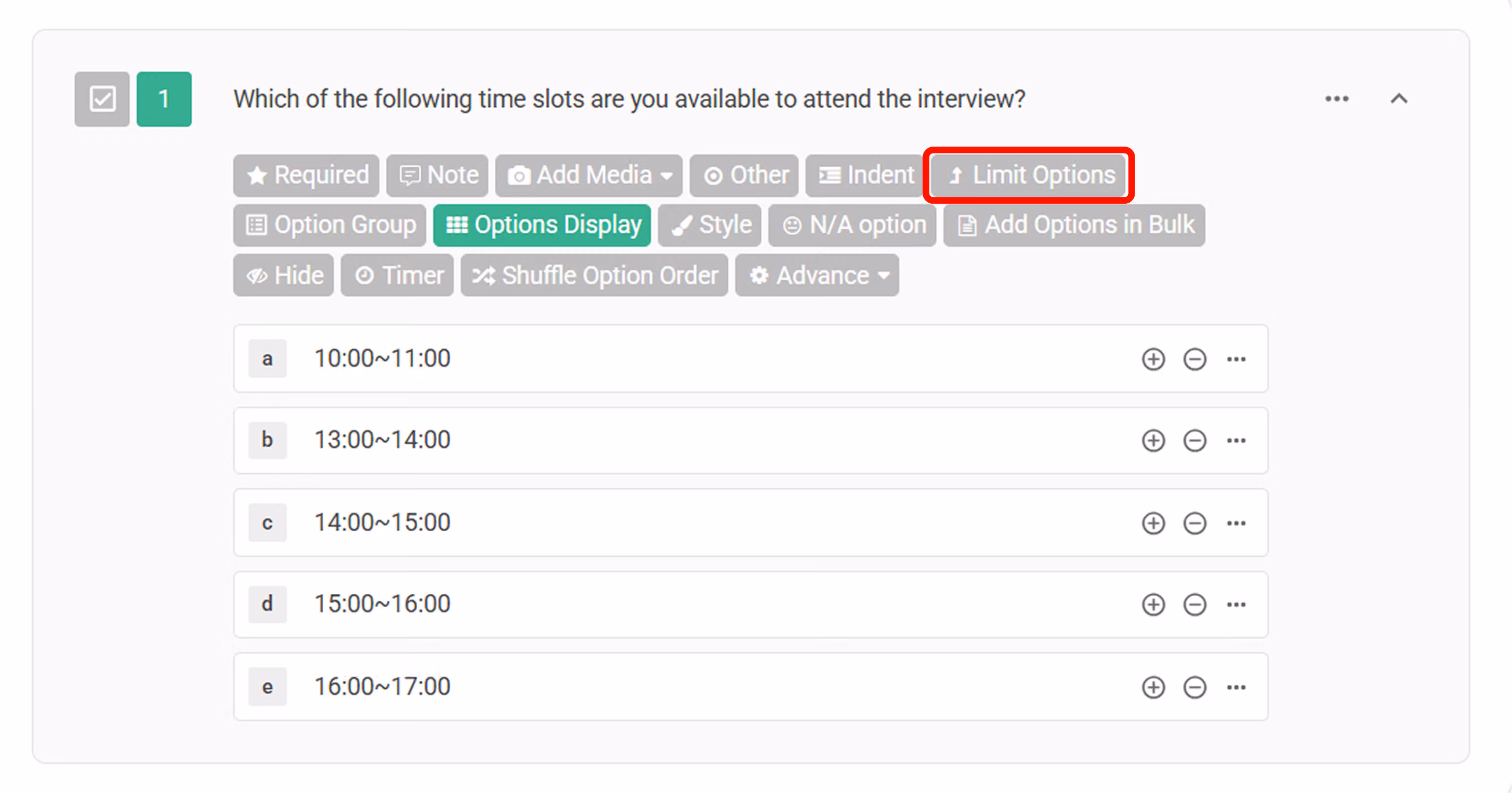 Survey response page showing a warning message that the survey cannot be submitted when too few options are checked