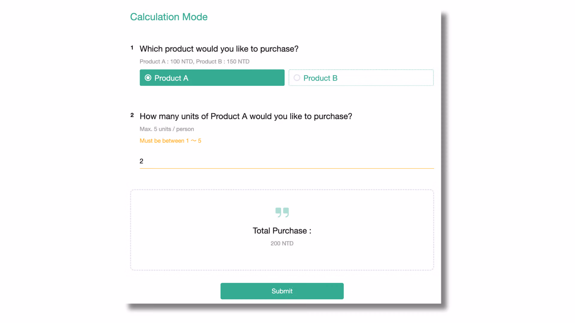 Calculation Mode feature entry point on the Logic Settings page