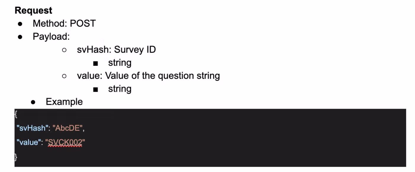 Survey answer box showing the 'Invalid employee ID' message below it when API validation fails