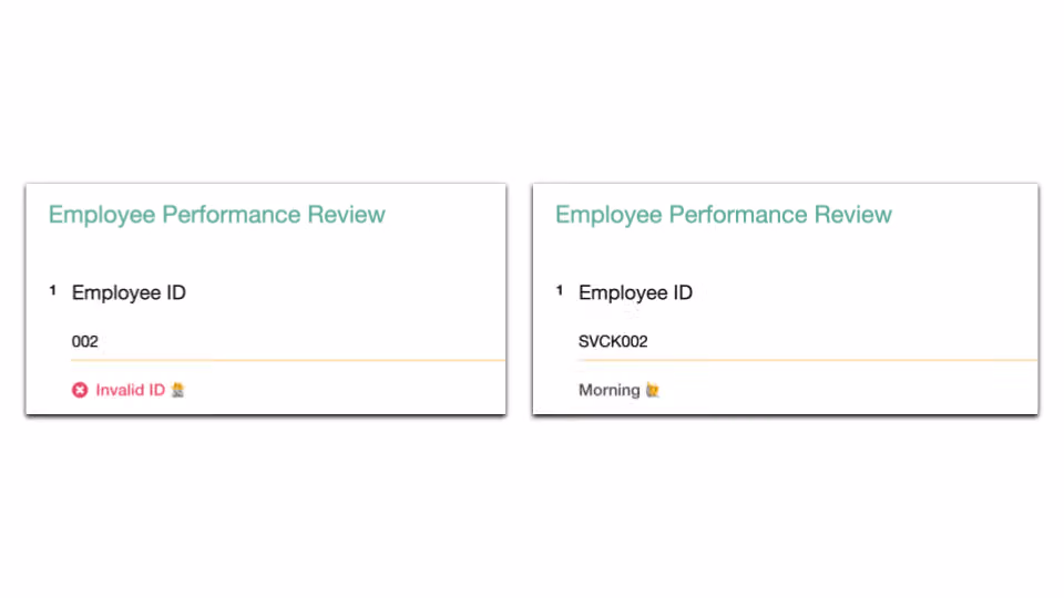Survey answer box showing a gray validated prompt message after the input passes text validation