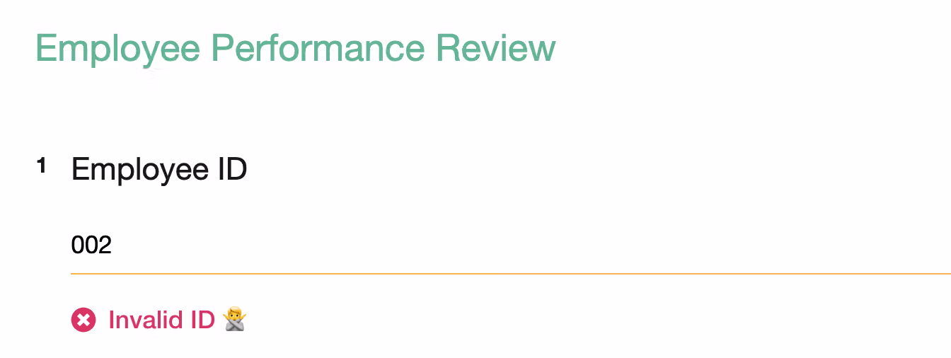 Survey answer box instantly showing the passed validation message 'Good morning' when the API returns status 200