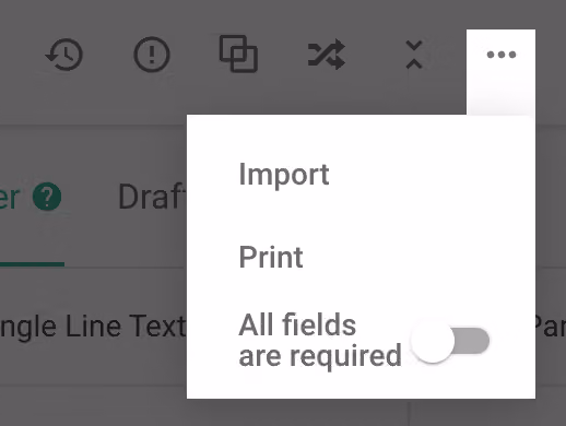 Design Reminder feature at the top right of the question edit page displaying survey logic hint messages