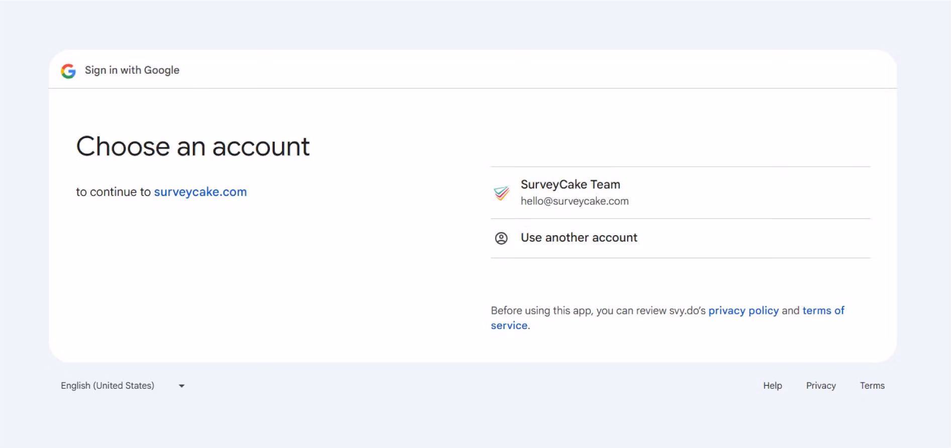 Google Sheets integration field with the enable button clicked and an account selection dropdown shown