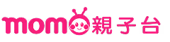 momo 親子台 文字與粉紅色笑臉圖案標誌