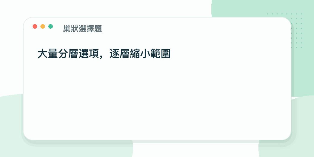 巢狀選擇題逐層展開多層背景選項