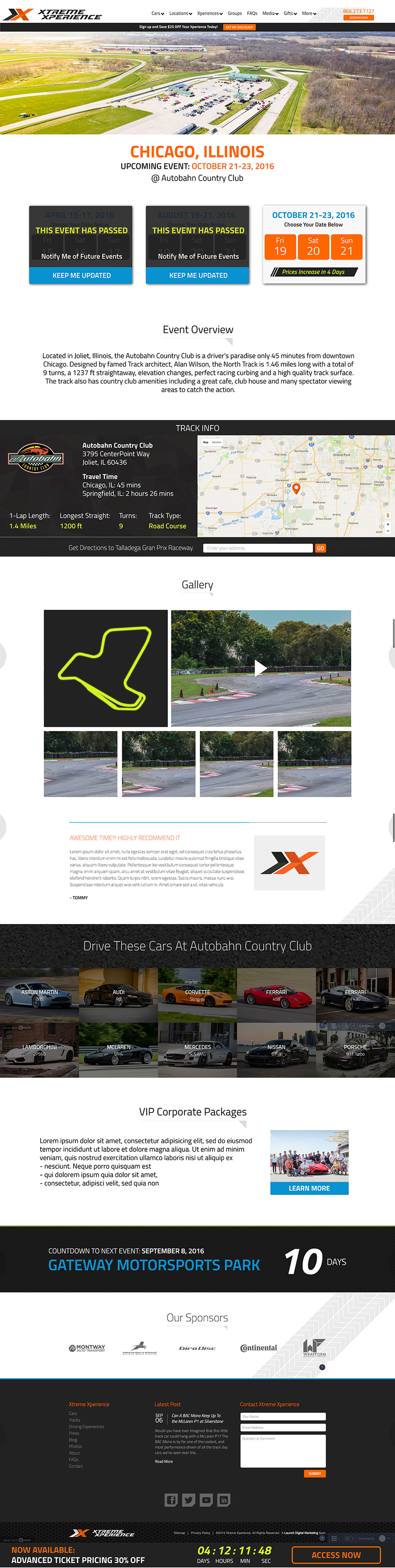 xtreme xperience event location page